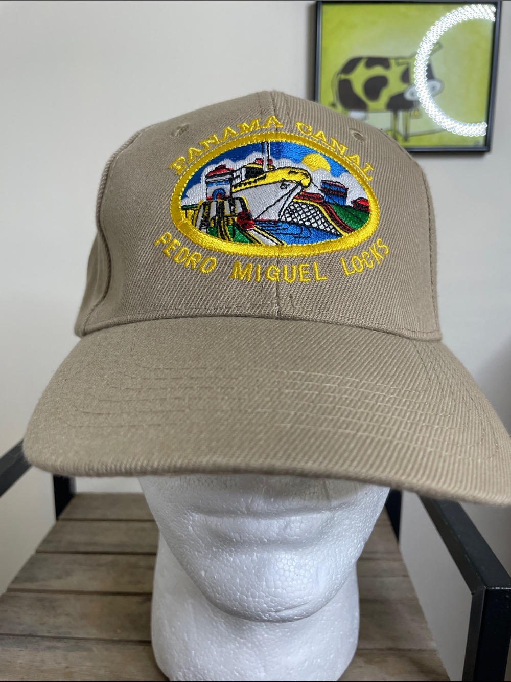 Panama Canal Embroidered Cap - Khaki. Like new.